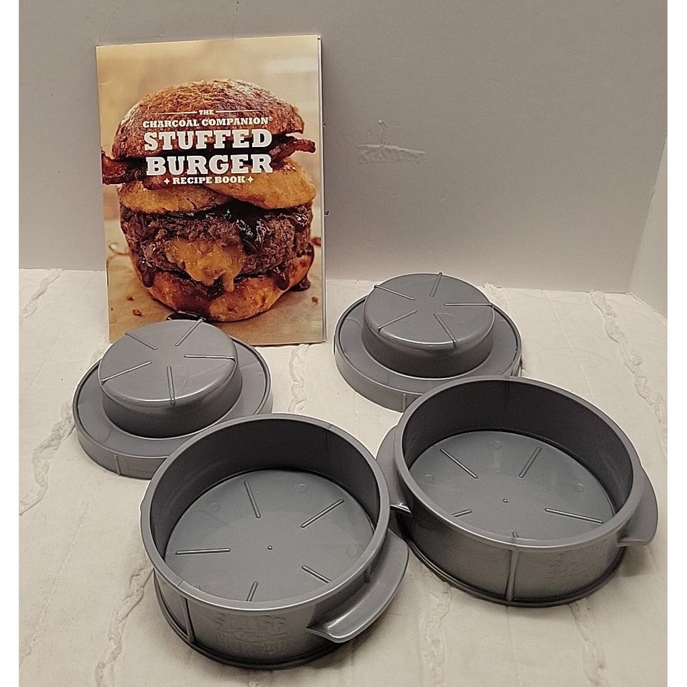 Charcoal‎ Companion Stuffed Burger Recipe Book and 2 Burger Press